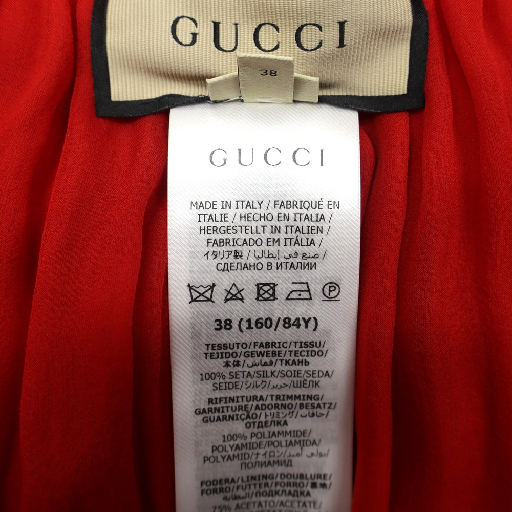 Gucci Women's Ruffled Off The Shoulder Silk Chiffon Mini Dress Red Sz 38 - Picture 8 of 14